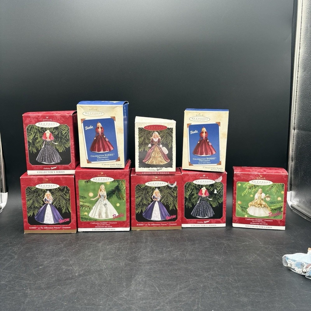 VTG HALLMARK Lot Of 10 BARBIE Holiday Keepsake Christmas Ornaments EUC & NIB